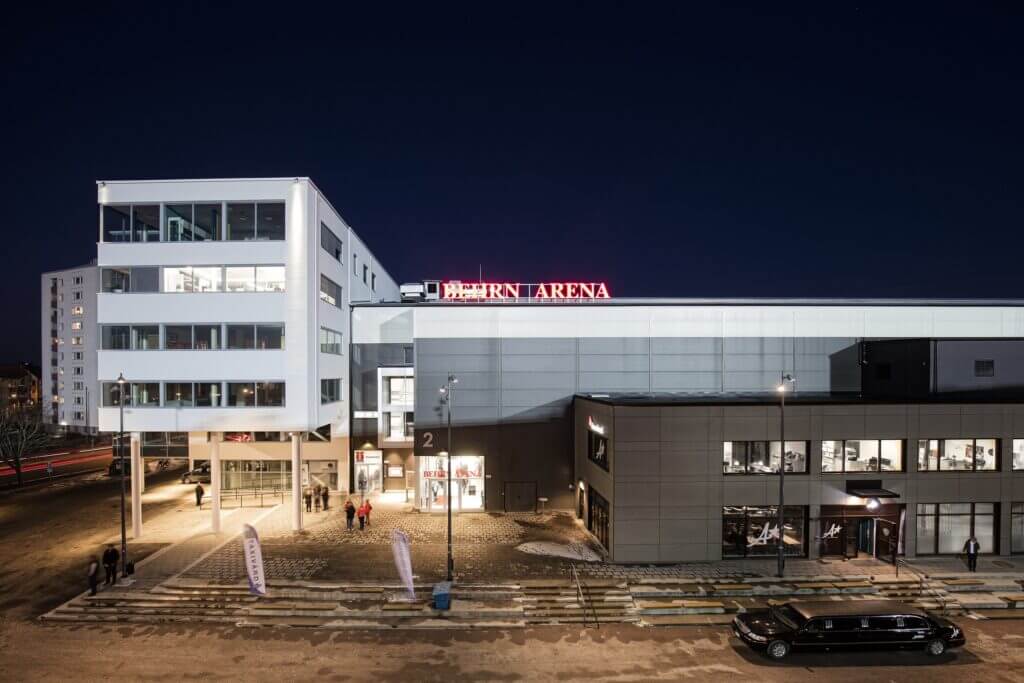 Behrn Arena vinter, Restalundsvägen 2-6, Rudbecksgatan 52, 54, Örebro.